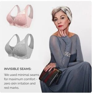 🩶 2 seamless underwire front hook bras lace 80A grey black comfortable NWOT 36A
